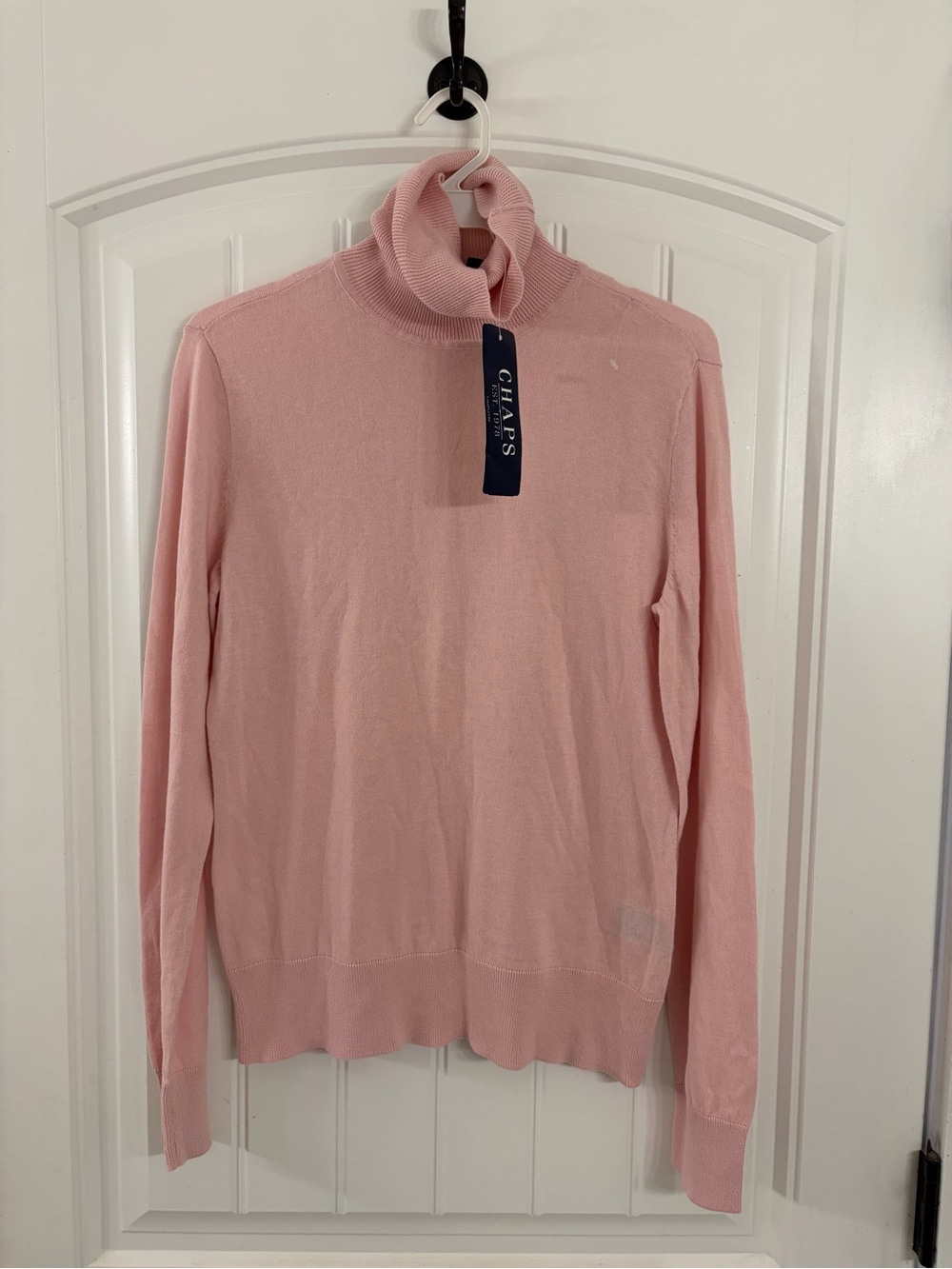 Chaps Light Pink Ribbed Turtleneck Sweater